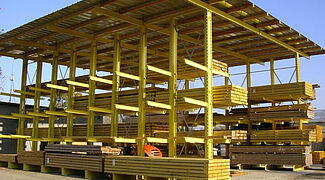 Cantilever racking system with a monopitch roof